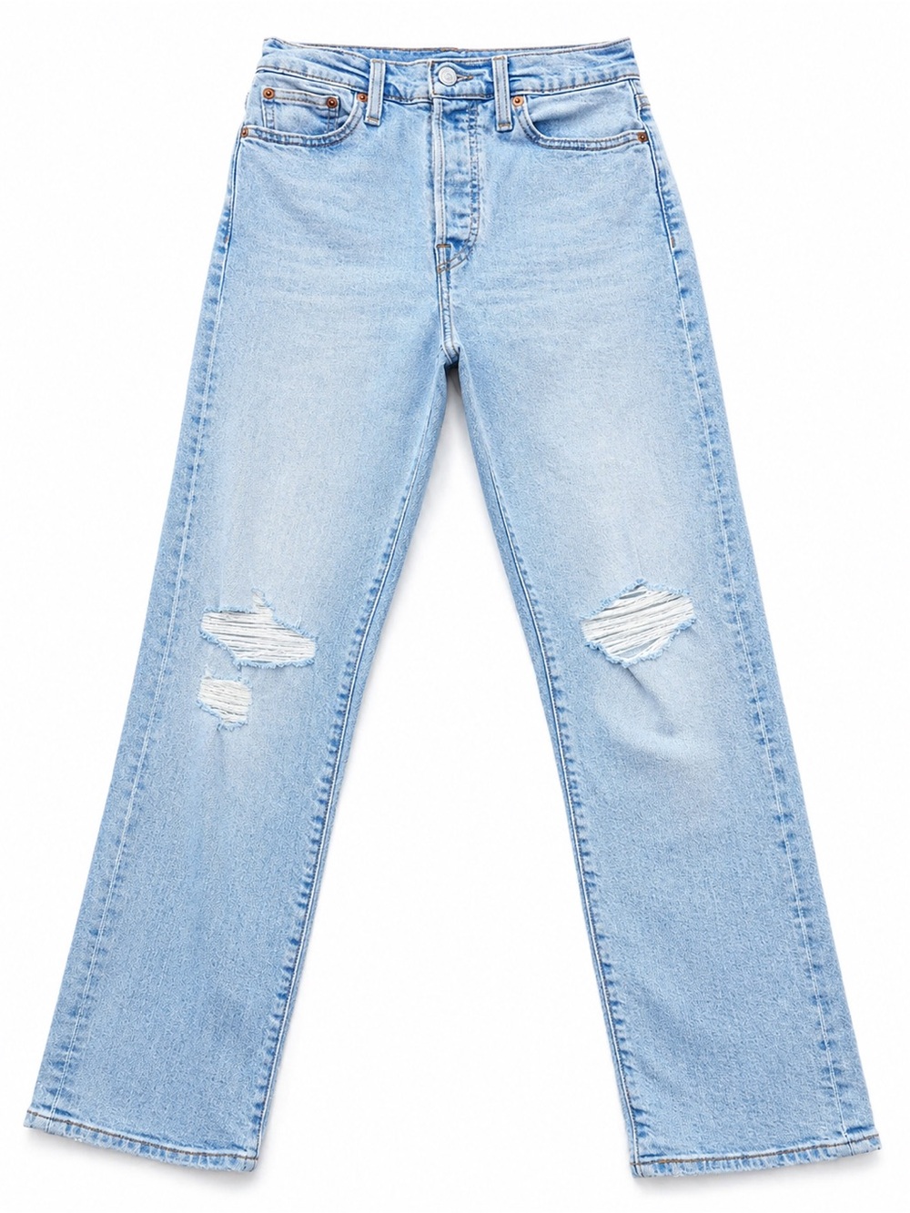 Levi’s Distressed Wedgie Straight Button Fly Ankle Jeans Size 26X28 - Picture 2 of 8